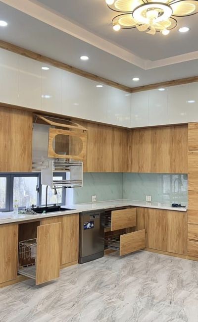 TỦ BẾP GỖ MDF LÕI XANH